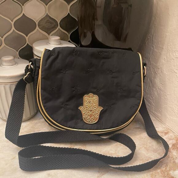 LeSportSac Manoush Collaboration black and gold crossbody - Picture 1 of 10